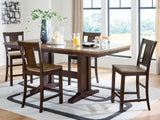 Rylandeen counter height dining table and four matching barstools, front view
