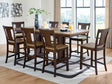 Rylandeen counter height dining table with eight matching barstools