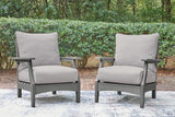 Cove Gray Beach outdoor sofa with two lounge chairs front view