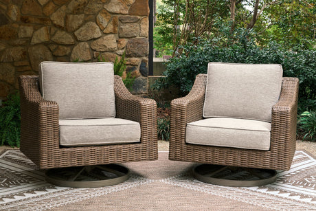 Laguna Beige Heights outdoor sofa with beige cushions front view