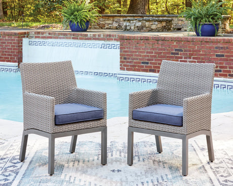 Half Gray Moon Beach Outdoor Dining Table and 4 Chairs set - front view
