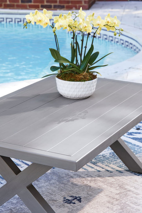 Blue Gray Moon Beach Outdoor Sofa Set with Coffee Table front view