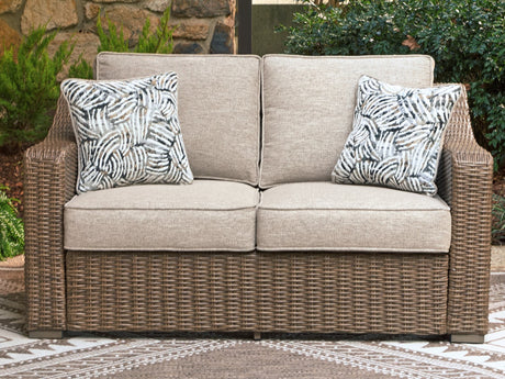 Laguna Beige Heights Outdoor Sofa and Loveseat front view