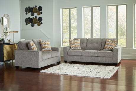 Larimer Iron sofa and loveseat set front angle view