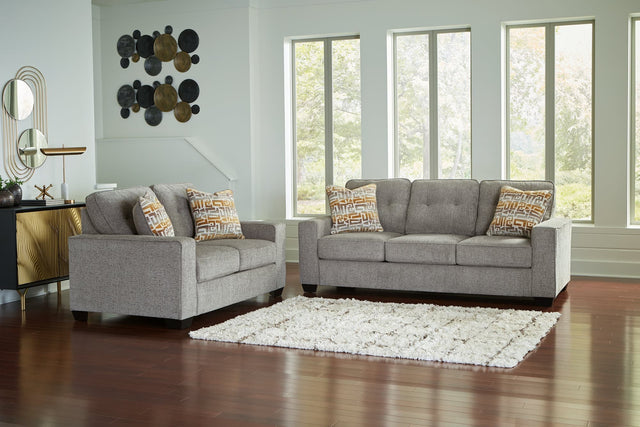 Larimer Iron sofa and loveseat set front angle view