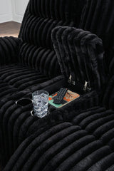 Rhine Onyx Falls power reclining sofa front view in onyx corduroy
