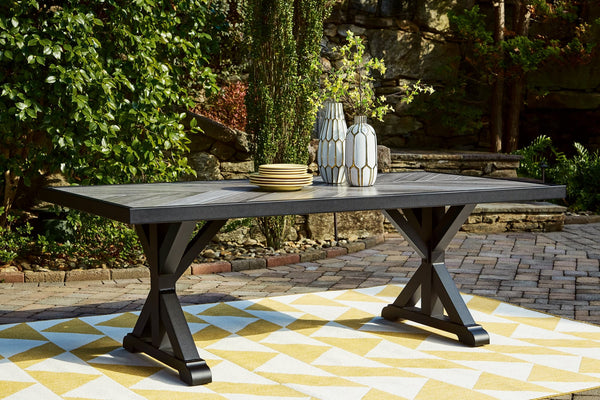 Beachcroft Black and Light Gray Outdoor Dining Table front view