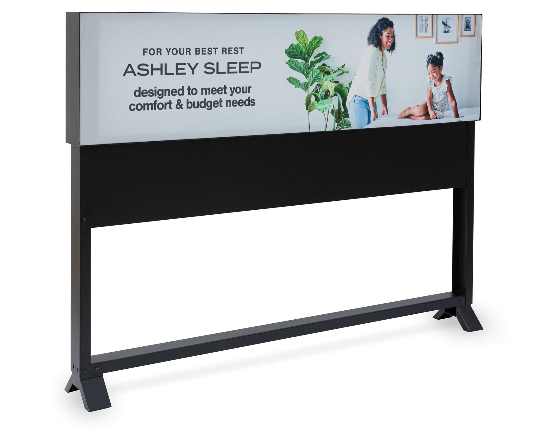 StoreDisplay black queen metal bed frame front view