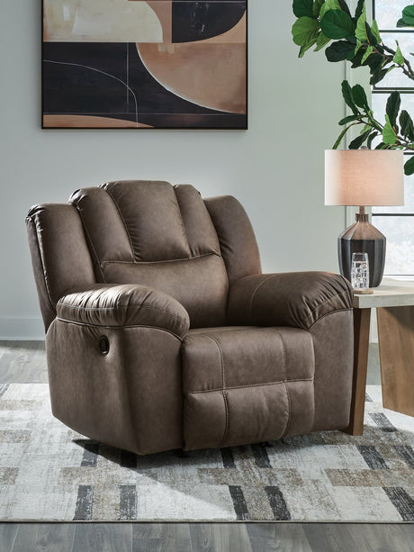 Lowilla Driftwood Faux Leather Recliner main front view