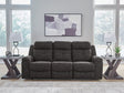 Brysonview Charcoal Faux Leather Reclining Sofa front view