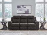 Brysonview Charcoal Faux Leather Reclining Sofa front view