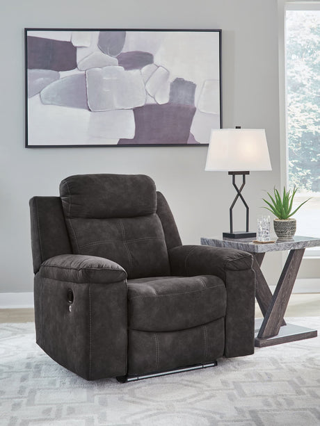 Brysonview Charcoal Faux Leather Recliner front view