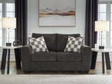 Loreo Ebony Chenille Loveseat angled view