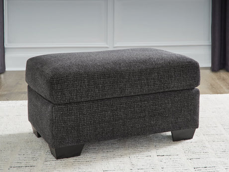 Loreo Ebony Chenille Ottoman front angle view