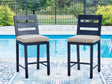 East Beach navy blue outdoor counter height bar stool set of 2, front angle