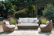 Double Point Beige Outdoor Loveseat and 2 Swivel Chairs set front view