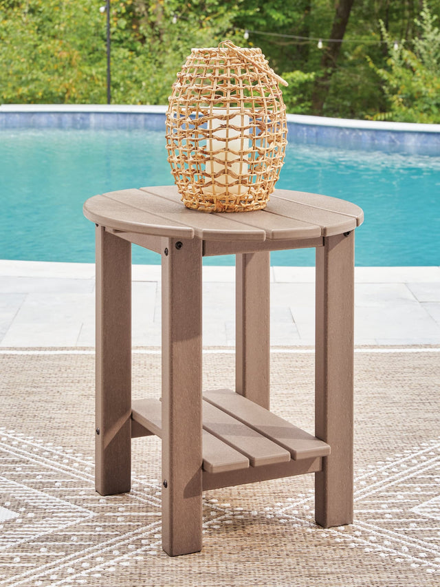 Grover Beach Driftwood Outdoor End Table front angle