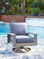 Half Moon Beach Blue/Gray Outdoor Swivel Lounge Chair front angle