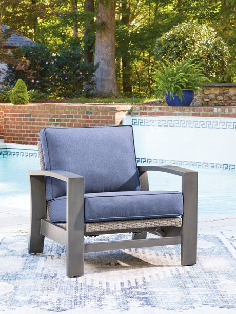 Half Moon Beach Blue/Gray Outdoor Spring Rocking Lounge Chair front view