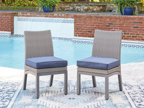 Half Moon Beach Blue/Gray Outdoor Side Chair with Cushion set front angle
