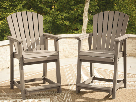 Seacliff Beach Medium Brown Outdoor Counter Height Bar Stool set of 2 front angle view