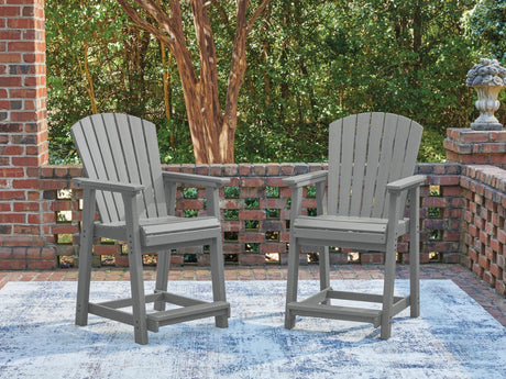 Sanctuary Beach Dark Gray Outdoor Counter Height Bar Stool set front view