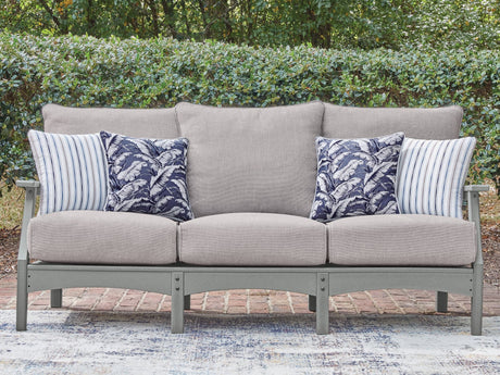 Cove Beach Gray Outdoor Sofa front angle with cushions