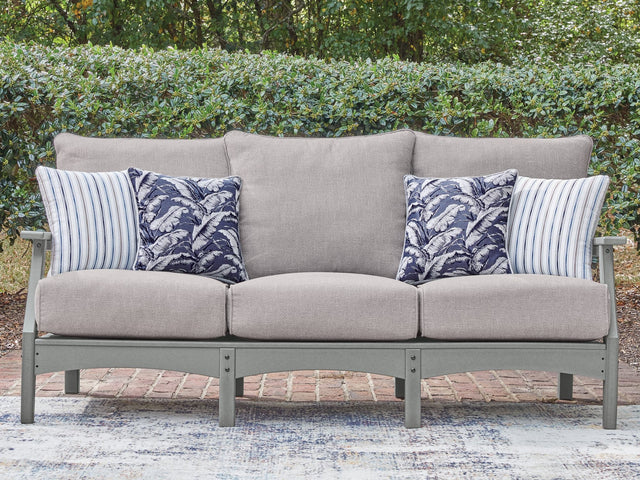 Cove Beach Gray Outdoor Sofa front angle with cushions