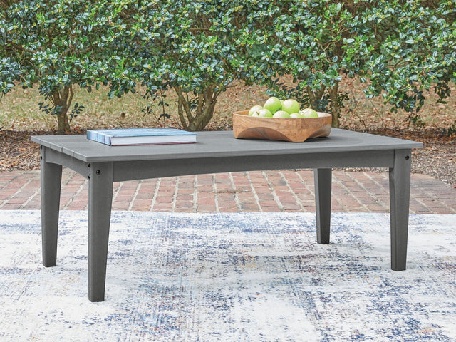 Cove Beach gray outdoor coffee table front angle view