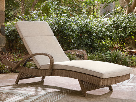 Laguna Heights Beige Outdoor Chaise Lounge angled view
