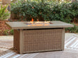 Laguna Heights Beige Outdoor Fire Pit Table front view