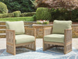 Serena Shores Beige and Green Outdoor Lounge Chair front angle