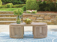 Serena Shores beige outdoor coffee table front angle