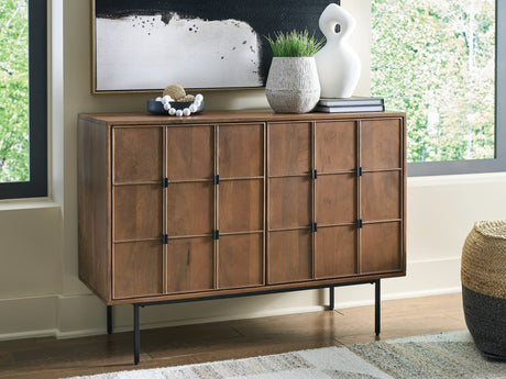Juddins brown mango wood accent cabinet front view