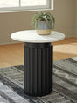 Wainstone black and white marble accent table front view