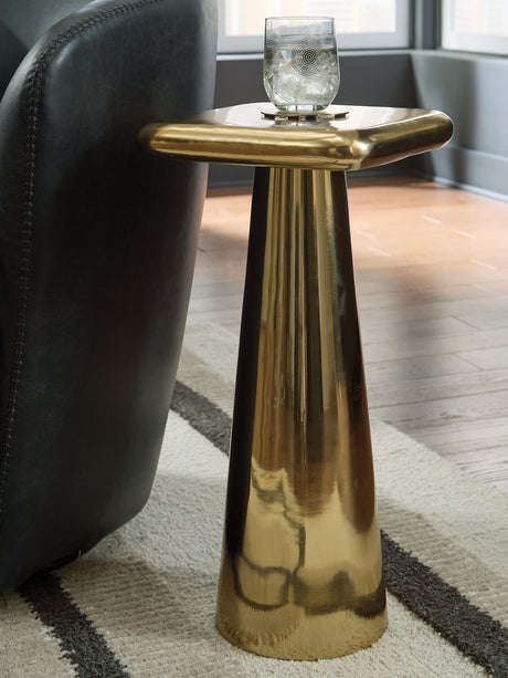 Dallenburg gold finish accent table front angle