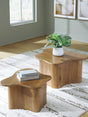 Abeford Brown Accent Coffee Table set front view with both tables nested
