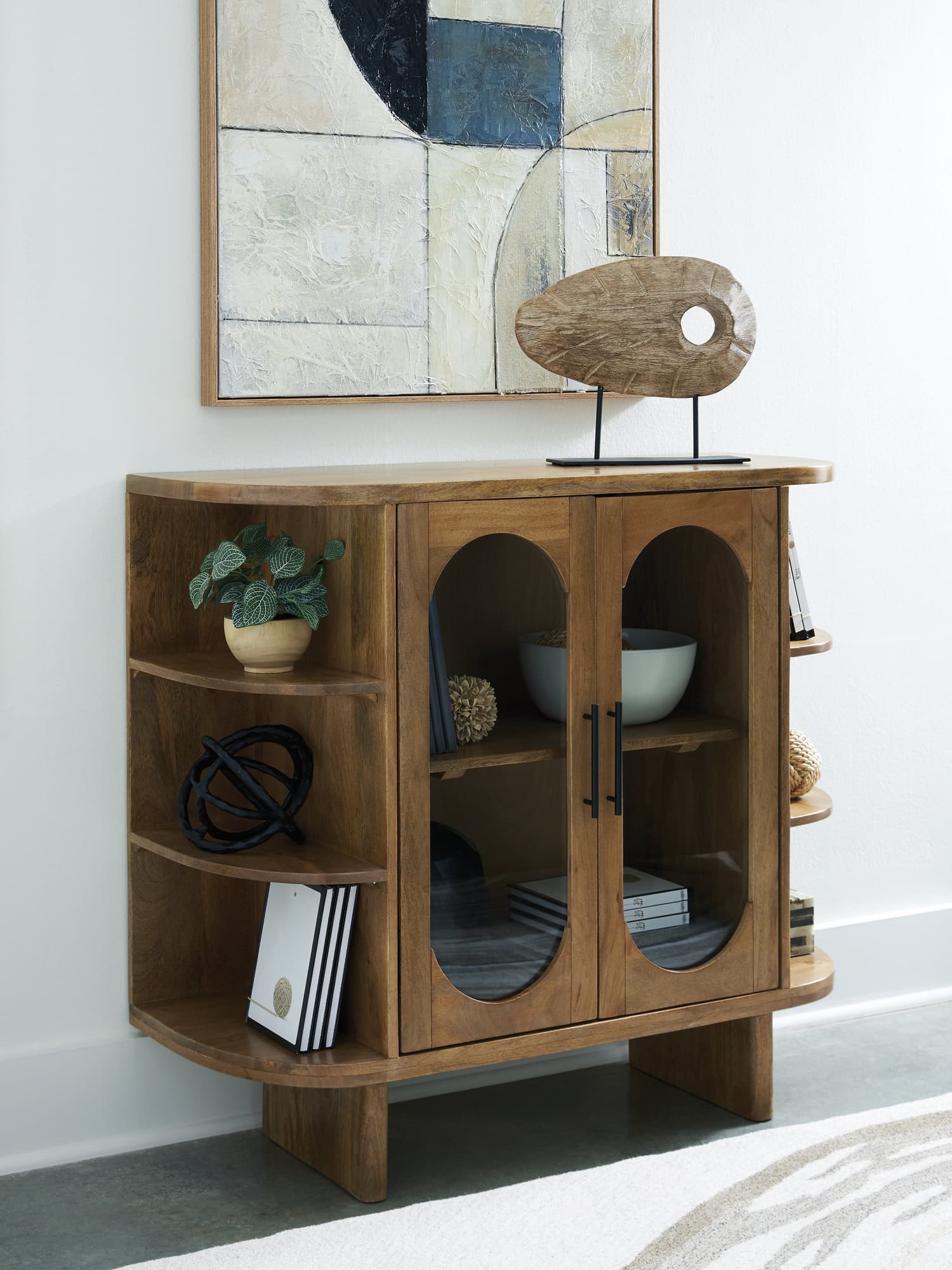 Niall Light Brown Mango Wood Accent Cabinet front view