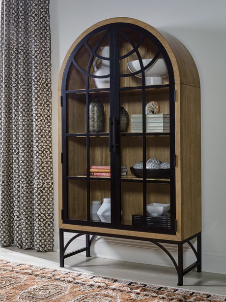 Gwenwich Natural and Black Accent Cabinet front view closed