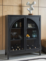 Armenleigh Accent Cabinet front view showing black and brown finish