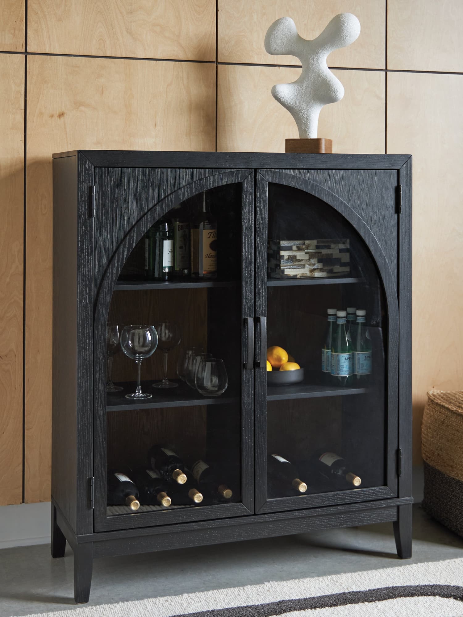 Armenleigh Accent Cabinet front view showing black and brown finish