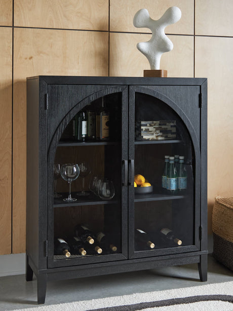 Armenleigh Accent Cabinet front view showing black and brown finish