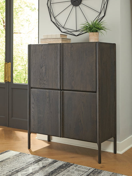 Orsonal Accent Cabinet in espresso brown, closed front angle