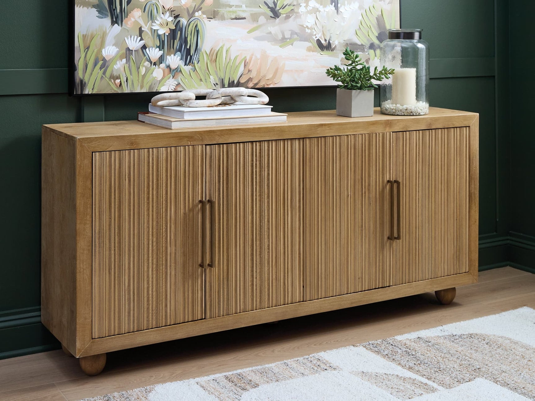 Niam Light Antique Beige Accent Cabinet front view
