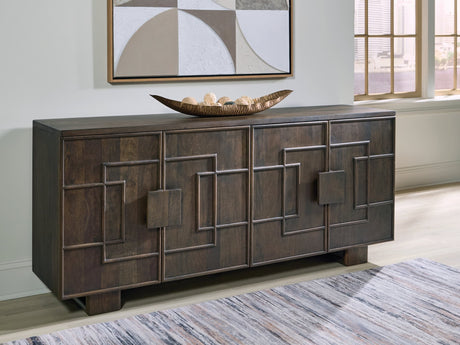 Cato Dark Brown Mango Wood Accent Cabinet front view