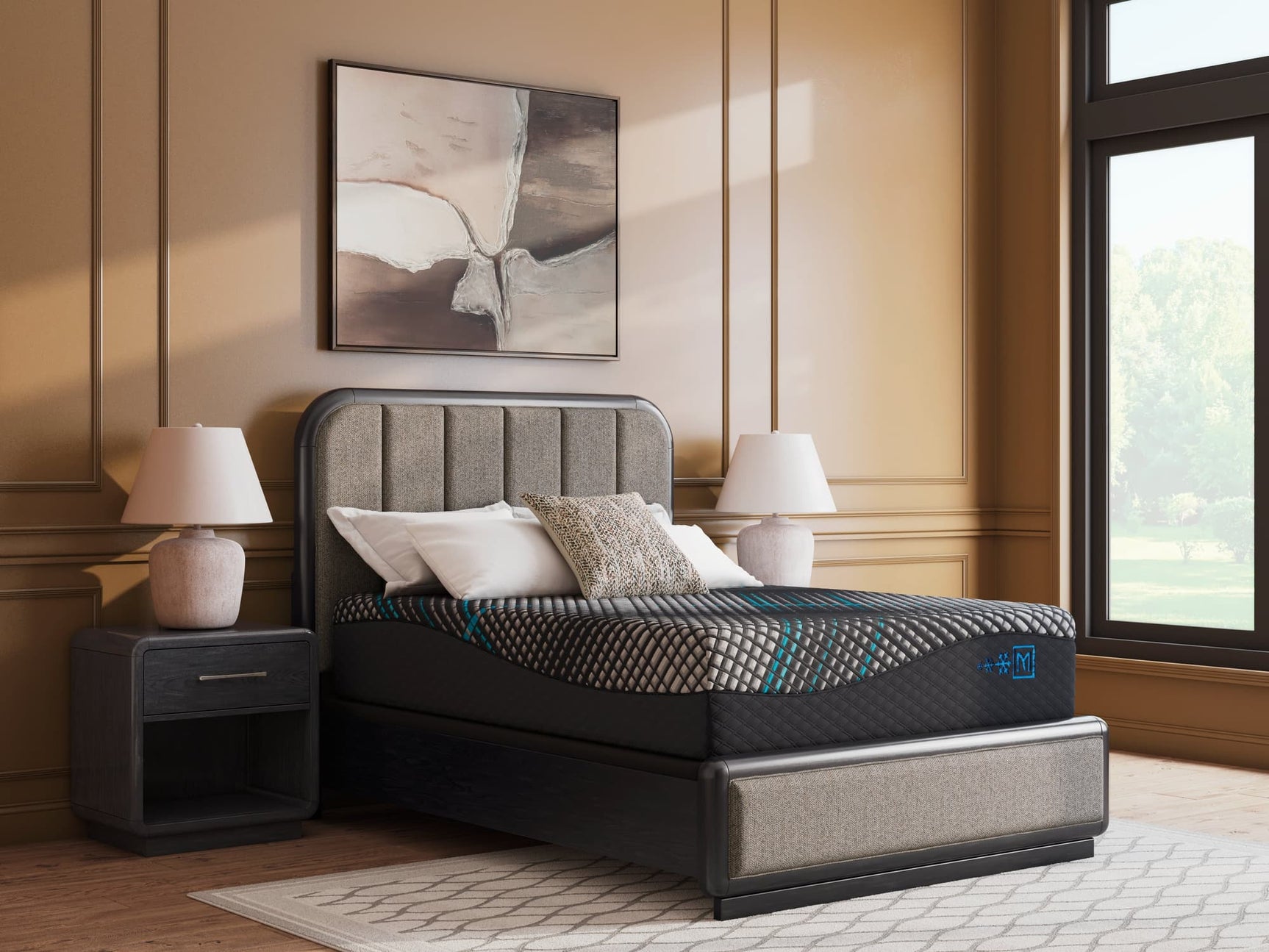 Millennium 2.0 Hybrid 16-Inch Black King Mattress angled view