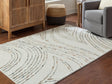 Deenbury ivory green brown 5x7 wool area rug flat view