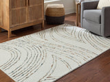 Deenbury ivory green brown 5x7 wool area rug flat view