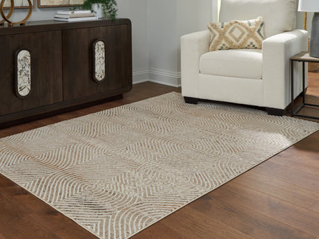 Bachus Multi 5'3 x 7 area rug front view with abstract trellis pattern