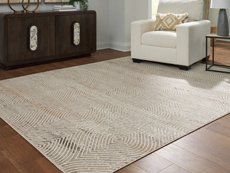 Bachus Multi 7'10" x 10' Area Rug laid flat showing abstract trellis design